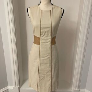 Belstaff Cream and Tan Midi Dress